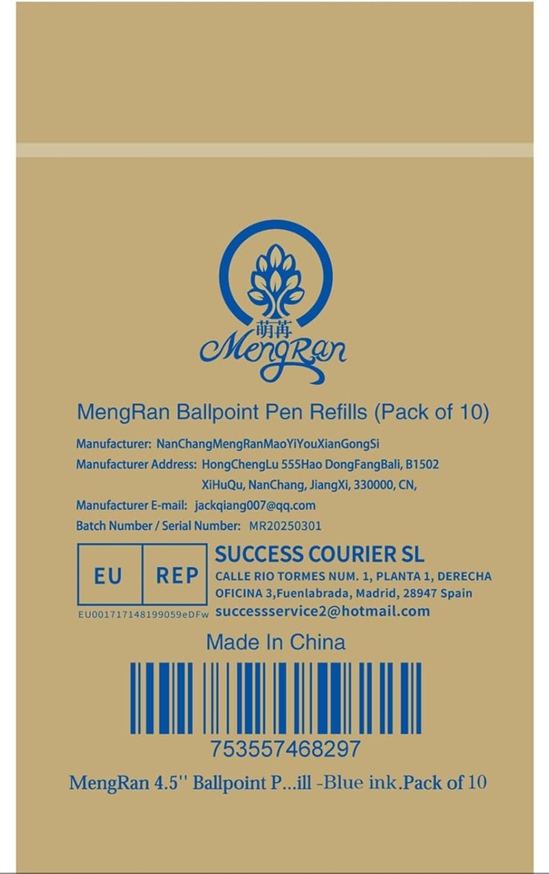 MengRan 4.5'' Ballpoint Ink Pen Refills for Twist Pens,1mm Medium Tip, Compatible with Cross Pen Refills (8511)(10 Pcs Blue Ink) - Image 4